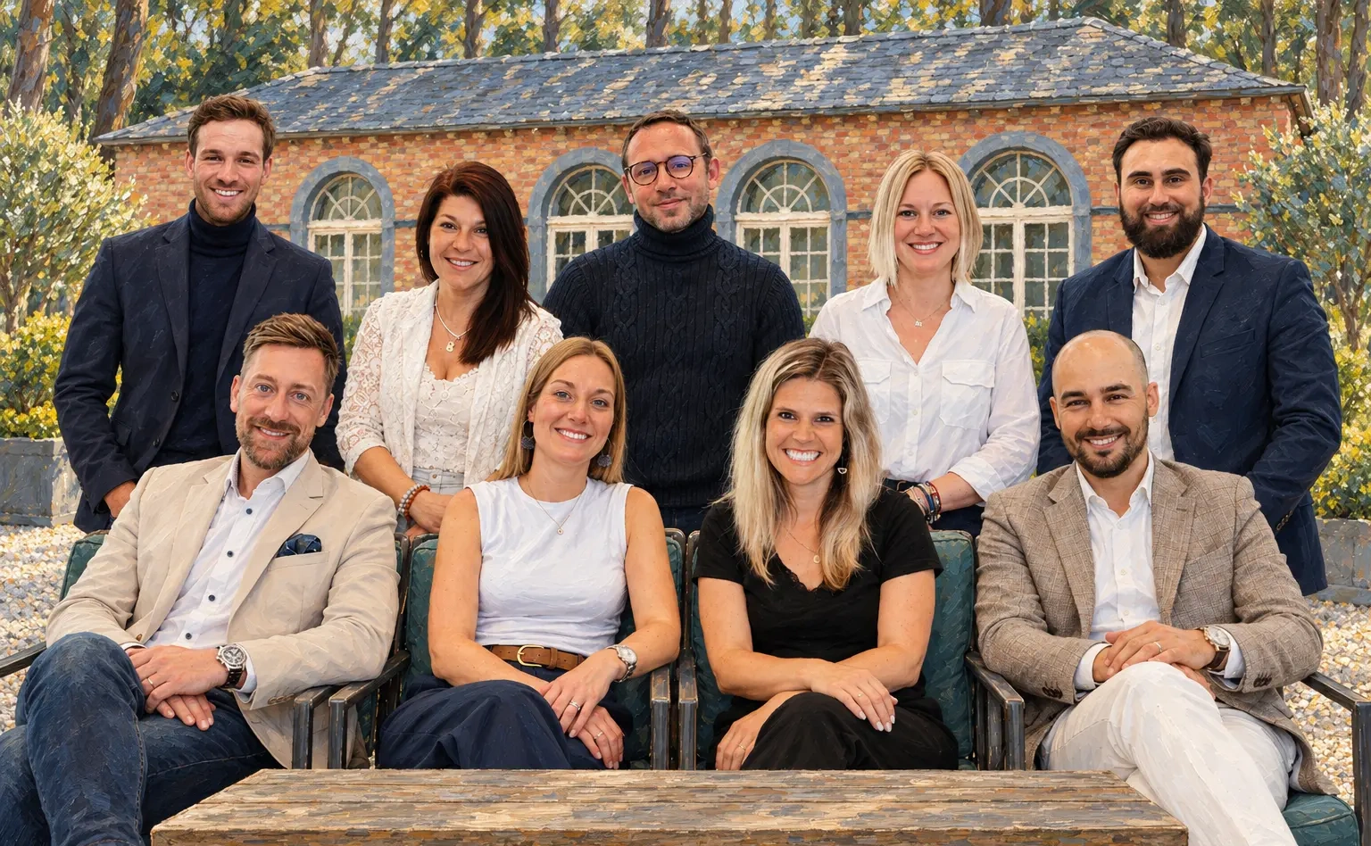 L’équipe Patronum réunie devant l’orangerie